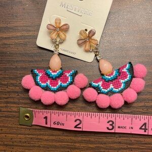 Authentic Asian cross stitch earrings. New, never worn.